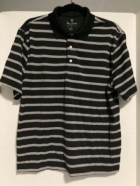 Black & White Striped Short-Sleeve Polo
